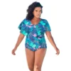 Swim 365 Women’s Plus Size Flutter-Sleeve One-Piece