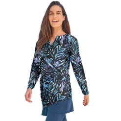 Swim 365 Women’s Plus Size Split-Neck Long Sleeve Swim Tee With Built-In Bra -Swimwear Promotion Store GUEST 02366b3d 16cc 4d21 969f 026bcf3bbafe