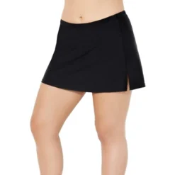 Swim 365 Women’s Plus Size Side-Slit Swim Skirt With Built-in Brief