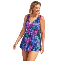 Swim 365 Women’s Plus Size Surplice Swim Dress