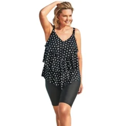Swim 365 Women’s Plus Size Longer-Length Tiered-Ruffle Tankini Top -Swimwear Promotion Store GUEST 12a1f401 a6f7 4f85 80c4 3e32c746e05b