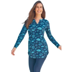 Swim 365 Women’s Plus Size Split-Neck Long Sleeve Swim Tee With Built-In Bra -Swimwear Promotion Store GUEST 24abfcd6 7233 4134 8f14 012c1c9c25f0