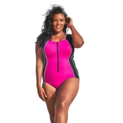 Swim 365 Women’s Plus Size Zip-Front One-Piece With Tummy Control -Swimwear Promotion Store GUEST 2e4c96fe 0c01 4f15 ad80 fa4ce13a2cf3