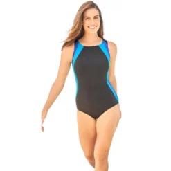 Swim 365 Women’s Plus Size Colorblock One-Piece Swimsuit With Shelf Bra -Swimwear Promotion Store GUEST 3bf74407 e1e2 4f17 8b67 005aab587b6f
