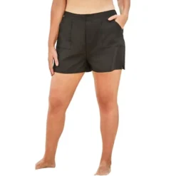 Swim 365 Women’s Plus Size Cargo Swim Shorts With Side Slits -Swimwear Promotion Store GUEST 40cec9df 3a5a 40ec 8103 b20574f45fa2
