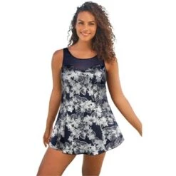 Swim 365 Women’s Plus Size Mesh-Trim Swim Dress -Swimwear Promotion Store GUEST 40dab87f d428 42e3 be4c 534fcead1f15