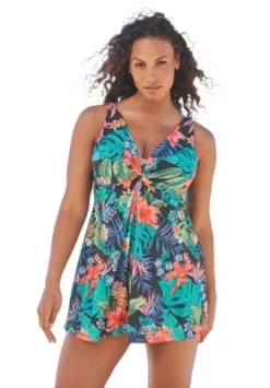 Swim 365 Women’s Plus Size Twist-Front Swim Dress -Swimwear Promotion Store GUEST 560b9860 2fa6 4ba6 bda4 ca046ab1992c