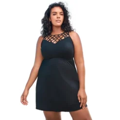 Swim 365 Women’s Plus Size Beaded Macrame Swim Dress