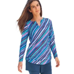 Swim 365 Women’s Plus Size Split-Neck Long Sleeve Swim Tee With Built-In Bra -Swimwear Promotion Store GUEST 6ff16c08 bcbb 4b22 a12f a7c520d386ef