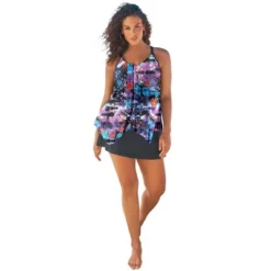 Swim 365 Women’s Plus Size Longer Length Mesh Tankini Top -Swimwear Promotion Store GUEST 72c7c7d4 97d2 4895 b581 089eccd7d4a5