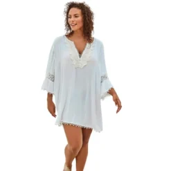 Swim 365 Women’s Plus Size Embroidered Crinkle Cover Up -Swimwear Promotion Store GUEST 76893265 7b01 466d 80ae 25b2d337c2b7