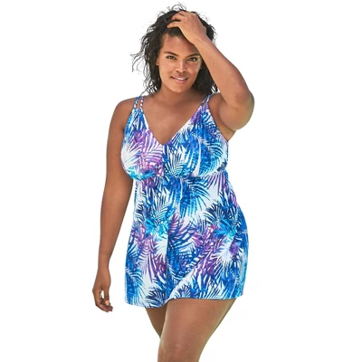 Swim 365 Women’s Plus Size Loop Strap Two-Piece Swim Dress 3 Swim 365 Women’s Plus Size Loop Strap Two-Piece Swim Dress - Image 3