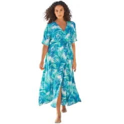 Swim 365 Women’s Plus Size Faux-Wrap Swim Cover Up -Swimwear Promotion Store GUEST 78800d51 cb5a 48c2 a08e cc0b9093e09b