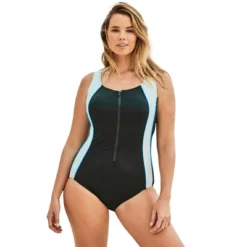 Swim 365 Women’s Plus Size Zip-Front One-Piece With Tummy Control -Swimwear Promotion Store GUEST a7695cfd 3ff1 4dcd a4a0 a658744c515c