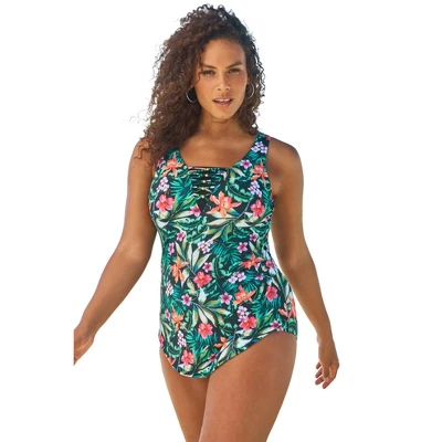 Swim 365 Women’s Plus Size Sarong-Front Swimsuit 6 Swim 365 Women’s Plus Size Sarong-Front Swimsuit - Image 6
