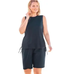 Swim 365 Women’s Plus Size Chlorine Resistant Swim Tank Coverup With Side Ties -Swimwear Promotion Store GUEST ba175f91 b5a1 40a8 ba8f 4e1fcc6422e9