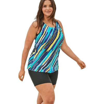 Swim 365 Women’s Plus Size Longer-Length Racerback Tankini Top 4 Swim 365 Women’s Plus Size Longer-Length Racerback Tankini Top - Image 4