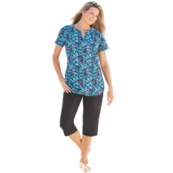 Swim 365 Women’s Plus Size Split-Neck Short Sleeve Swim Tee With Built-In Bra -Swimwear Promotion Store GUEST d3b6f28c 7deb 4782 8091 73c9c9ffb065