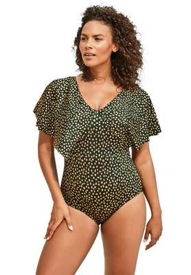 Swim 365 Women’s Plus Size Flutter-Sleeve One-Piece 3 Swim 365 Women’s Plus Size Flutter-Sleeve One-Piece - Image 3