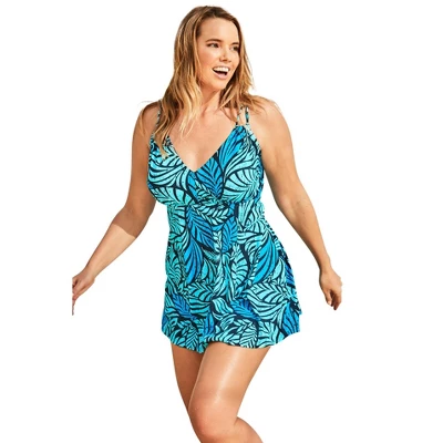 Swim 365 Women’s Plus Size Loop Strap Two-Piece Swim Dress 4 Swim 365 Women’s Plus Size Loop Strap Two-Piece Swim Dress - Image 4