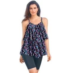 Swim 365 Women’s Plus Size Mesh Double-Tier Tankini Top -Swimwear Promotion Store GUEST e590f65d 5213 470a b619 e04d1ca6aa14