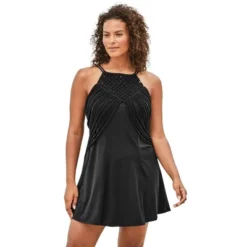 Swim 365 Women’s Plus Size High-Neck Macrame Swim Dress -Swimwear Promotion Store GUEST e926be37 fb00 4e45 a803 7c8a86a2b58c