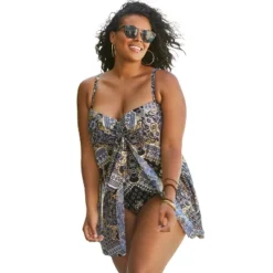 Swim 365 Women’s Plus Size Mesh-Draped Swimsuit -Swimwear Promotion Store GUEST ea1e688a dddd 4990 a962 a586fe74def9