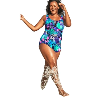 Swim 365 Women’s Plus Size Sarong-Front Swimsuit 4 Swim 365 Women’s Plus Size Sarong-Front Swimsuit - Image 4
