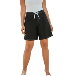 Swim 365 Women’s Plus Size Contrast-Trim Long Boardshort