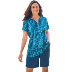 Swim 365 Women’s Plus Size Split-Neck Short Sleeve Swim Tee With Built-In Bra -Swimwear Promotion Store GUEST f0d8f22f 137b 4e1c 86f7 88a96a92e14d