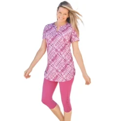 Swim 365 Women’s Plus Size Split-Neck Short Sleeve Swim Tee With Built-In Bra -Swimwear Promotion Store GUEST f966db95 0372 4c63 8141 8ef5b9e9d0b6